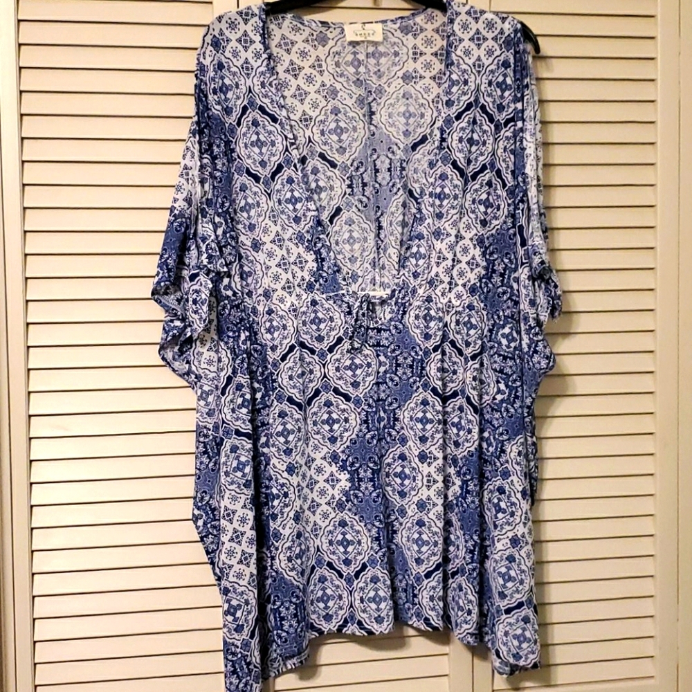 Ember Cold Shoulder Low V-Neck Cover-Up